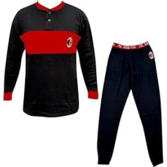 PASSIONECALCIOSHOP Rossonero Herren-Schlafanzug für Erwachsene, offizielles Lizenzprodukt, Fußball, MIT1010 (Schwarz, XL)