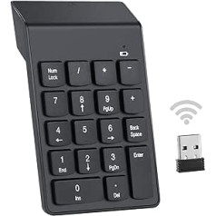 MZFANG bezvadu ciparu tastatūra, ciparu tastatūra, 2,4 G cipara tastatūra, 18 ciparu taustiņi ar mini USB uztvērēju, īpaši plāns klēpjdatoram, galddatoram un piezīmjdatoram