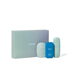Haan  — dāvanu iepakojums Tiny Aguamarina — roku tīrīšanas līdzeklis 30 ml, roku krēms 50 ml, zobu pasta 55 ml — atkārtoti uzpildāmi konteineri