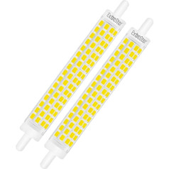 EXTRASTAR R7S LED nedimmējama 8 W 118 mm LED spuldze ar dubulto lineāro efektu, 6500 K, ekvivalents 64 W, 800 lm, 2 gab., auksti balta krāsā