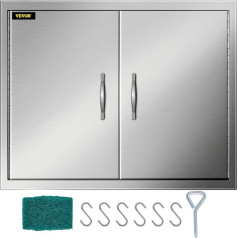 Mophorn 77 x 53 cm Double Kitchen Fireplace Door BBQ Access Door Stainless Steel Cleaning Door Outdoor Kitchen Door Walled Door for Outdoor Kitchens and Grill Island