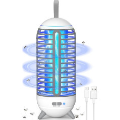 PRANITE Elektriskais kukaiņu iznīcinātājs, moskītu lampa, kempinga lampa, 2 in 1, 2500 mAh moskītu lamatas, USB uzlādējams akumulators āra/iekšpuses/āra/dārziem, moskītu atbaidīšanas līdzeklis