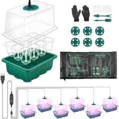 MaxAwe Крытый теплица Propagator с контроллером времени и рассады тепловой коврик, пакет из 6 мини теплица размножения с 8 светодиодный свет, рассад