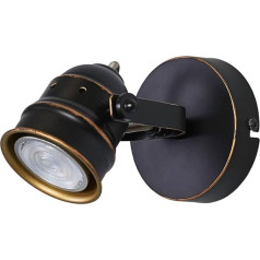 Настенный светильник Lindby Leonor (ретро, винтаж, антиквариат) из черного металла для гостиной и столовой (1 лампочка, GU10) - Настенные светильники,