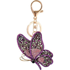 JAWSEU Hollow Butterfly Keychain Fashion Rhinestone Butterfly Decoration Keyring Backpack Car Key Pendant Ladies Girl Gift Pink