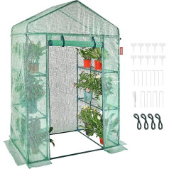 VEVOR Foil Greenhouse 141 x 74.5 x 205 cm Tomato Greenhouse 15 kg Load Capacity Greenhouse Garden House Cold Frame PE Material Steel Tube Tomato House Vegetable Greenhouse with 4 Shelves Plant House