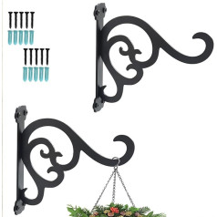 DUOUPA Upgraded Hanging Plant Bracket Indoor Outdoor Decorative Iron Wall Hooks for Hanging Plants, Bird Feeder, Flower Basket, Lanterns, Wind Chimes, Ornaments