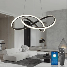 BRIMETI Piekaramā gaisma Ēdamgalds Melns ēdamgalds 150 cm augstuma regulējams ēdamistabas lampas 48 W piekaramā gaisma Dimmable ar tālvadības pulti LED piekaramā lampa Dzīvojamā istaba Ēdamistaba Virtuve