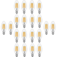 ZYUJIA E14 LED dimmable spuldzes, C35 Small Screw Candelabra LED Candle Bulbs Warm White 2700K 4W Bulb (Equivalent to 40W) 20 Packs