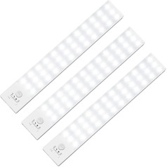 BLS LED kabineta gaisma 36 LED kustības sensors Liels 1500mAh LED apgaismojums Ar akumulatoru darbināms kabineta apgaismojums Bezvadu 2 sensoru režīmi (3 gab.)