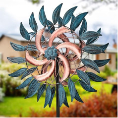 80 colių lauko metalinis vėjo suktuvas Didelis išgalvotas kinetinis vėjo skambutis 360 laipsnių besisukančios vėjo skulptūros Kiemo meno dekoras kiemui, vejai ir sodui