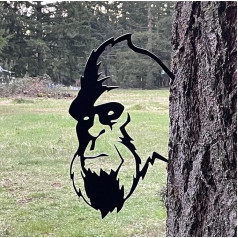 POMOTER Metāla sienas mākslas statujas Bigfoot Peeking Sasquatch Big Foot Garden Stake Tree Stake Garden Art Backyard Decoration Perfect for Mother's Day/Father's Day