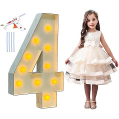 PILIN Lieli LED izgaismotie skaitļi 4 burti dzimšanas dienas dekorēšanai, ar karstās līmes pistoli un turētāju, Marquee Light Numbers Party Wedding Graduation Baby Shower Decoration 100 cm White