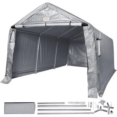 VEVOR Zeltgarage 304,8 x 457,2 x 243,8 cm Garagenzelt aus verzinkten Stahlstangen und Einer dreischichtigen 240G-PE-Abdeckung Lagerzelt Carport 250 x 218 x 190 cm Zelttürgröße Gerätezelt Grau