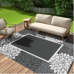 COCOER Outdoor-Teppich mit Blumenmuster, 20,3 x 25,4 cm, wendbar, schnell trocknend, Terrassenteppich, wasserdicht, für drinnen und draußen, Teppich, Außenteppich, Terrassendekoration für Balkon,