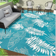 Falflor āra paklājs Plastmasas atgriezenisks ūdensizturīgs iekštelpu āra liels grīdas paklājs RV Patio Beach Backyard Deck Teal 6x9ft