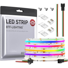 BTF-LIGHTING FCOB SPI RGBNW (4000K) Elastīga augsta blīvuma COB LED sloksne WS2814 IC RGBW LED sloksne 5 m 784LEDs/m 21W/M DC24V IP30 Chasing Colour DIY apdare (nav kontroliera un barošanas avota)