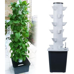 GBHERGXC 30 Pods Hydroponics Tower Garden Hydroponic Growing System Aeroponics Growing Kit für Kräuter, Obst und Gemüse mit Hydratationspumpe, Adapter, Netztöpfen, Timer für Kräuter, Früchte u. a.