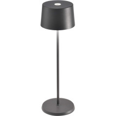 Zafferano Olivia LED galda lampa, IP65 aizsardzība, iekštelpu/āra, Micro USB lādētājs, augstums 35,5 cm, ES kontaktdakša, tumši pelēka krāsa