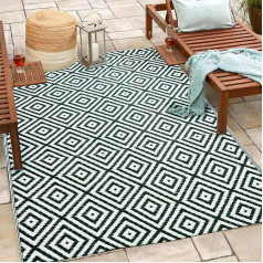 TAKSHA Outdoor-Teppich, quadratisch, 1,5 x 2,8 m, wasserdicht, waschbar, wendbar, lichtbeständig und knitterfrei, für den Außenbereich, Veranda, Terrasse, Balkon und Camping, Grün