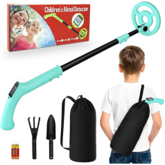 iTayga Metalldetektor für Kinder, verstellbar, Metalldetektor für Kinder, 61 cm - 88,9 cm, hochgenaue Spule, professionell, wasserdicht, faltbar, sehr leicht (nur 0,88 Pouds) für Junior, Blau