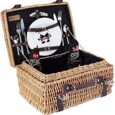 PICNIC TIME Disney Mickey & Minnie Wicker Picnic Basket Picnic Set - Black