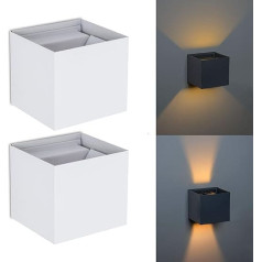 Trango Flex 8015-02 W IP44 augšup un lejup vērsts sienas prožektors Matt White Square Komplektā ietilpst 1x 3,5 vatu G9 LED spuldze ar regulējamu gaismas leņķi izmantošanai iekštelpās un ārpus telpām / Āra / Sienas gaisma / 2 gab. komplektā