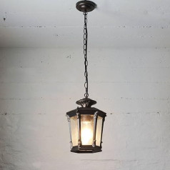 Licht-Erlebnisse AMUR Piekaramais gaismeklis Āra stikla alumīnijs antīkā bronzas krāsā IP23 Terase Balkons E27 Maks. 60 W Lantern Rustic Pendant Lamp