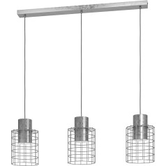 EGLO Milligan piekaramais gaismeklis, 3 spuldzes Industriāls moderns piekaramais gaismeklis, izgatavots no metāla cinkotā baltā krāsā, galda lampa, viesistabas lampa ar E27 ligzdu, L 103 cm