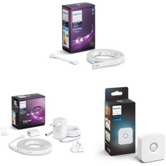 Philips Hue White & Colour Amb. Lightstrip Plus 1 m pagarinājums, 950 lm + White & Colour Amb. Lightstrip Plus 2 m bāze, 1600 lm + kustības sensors, inteliģentais kustības sensors, dienas gaismas sensors