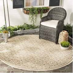 SAFAVIEH Beach House Collection BHS134C Cream Beige 4ft apaļš ģeometrisks iekštelpu/āra nešķīstošs paklājs Easy Patio Backyard Porch Deck Mud Area Rug