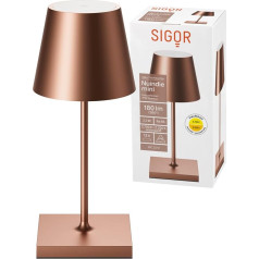 SIGOR Nuindie Mini Dimmable Small LED Battery Table Lamp Indoor & Outdoor IP54 Splashproof Height 25 cm Rechargeable with USB-C 12 Hours Lighting Time Bronze