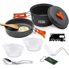 Smokey Camp Backpacking Cookware Set - Compact Camping Cookware Set, All-in-One Camping Cookware Set, Non-Stick, Camping, Hiking, Picnic, Outdoor & Camping Cookware Set