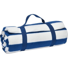 Sleepdown Navy Stripe Fleece Piknika sega Āra mīksts pārnēsājams salokāms piknika paklājs Pludmales parks Kempings Pārgājieni Dārzs ar rokturi 135cm x 150cm