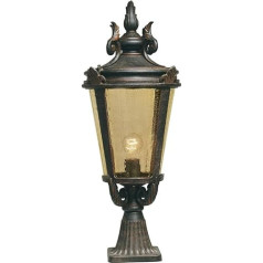 Casa Padrino Baroque Base Light Antique Black / Bronze / Amber Diametrs 30 x Augstums 68 cm Laikapstākļu izturīgs Dārza terases āra stāvlampa Dārza laterna Nostalģisks āra apgaismojums