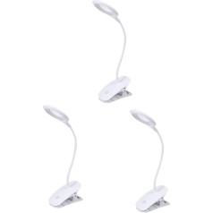 Uonlytech 3St LED-Clip-Schreibtischlampe Leselampen für Bücher Schwanenhals-Leselicht led ligts Schreibtischlampen Clip-Schreibtischleuchte Leselicht-Clip Aufladen Lernlampe Buch Licht Weiß