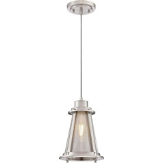 63618 Односветный подвесной светильник для внутреннего использования, отделка матовый никель с металлической сеткой и прозрачным стеклом