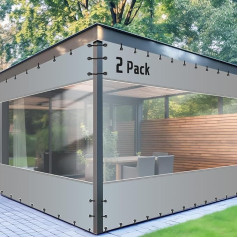 SmoothNovelty Vinyl-Vorhänge für Terrasse, 538 g, für den Außenbereich, transparente Vinyl-Vorhänge mit 40 Kugeln, strapazierfähig, transparente Plane, transparenter Flächenvorhang für Pergola,