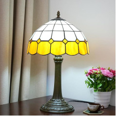 AIBOTY Mediterrane Tiffany-Lampe Buntglaslampe Schlafzimmer Tischlampe Leseschreibtisch Licht Für Nachttisch Wohnzimmer Bürocomputer Desktop Dekorieren Einweihungsgeschenk W12 XH19,Orange