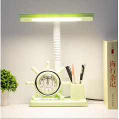 SXYSYSXYSXY LED Kinder Schreibtischlampe Augenschutzlampe Leselampe Tischlampe Karikatur Verstellbare Schlafzimmer Nachttischlampe Button Switch DREI-Farben-Dimming for büro Schüler,Grün