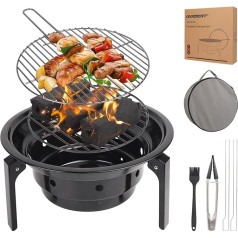 COOZMENT Portable Charcoal Grill with Carry Bag, Foldable Charcoal Grill, High Temperature Carbon Steel, Korean BBQ Grill, Camping Grill for Garden/BBQ (Universal Model)