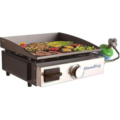 Flame King Tragbare Propan-Gusseisen-Grillplatte mit flacher Oberseite, für Outdoor-Camping, Heckklappe, Kochen im Freien