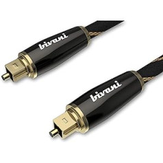 bivani Premium 7.5 Metre Toslink Fibre Optic Cable, S/PDIF HQ Fibre Optic Cable, Optical Digital Audio Cable, Fibre Optic Cable, Gold-Plated Connectors, Zinc Alloy, Nylon Fabric, Elite Series, 7.5 m