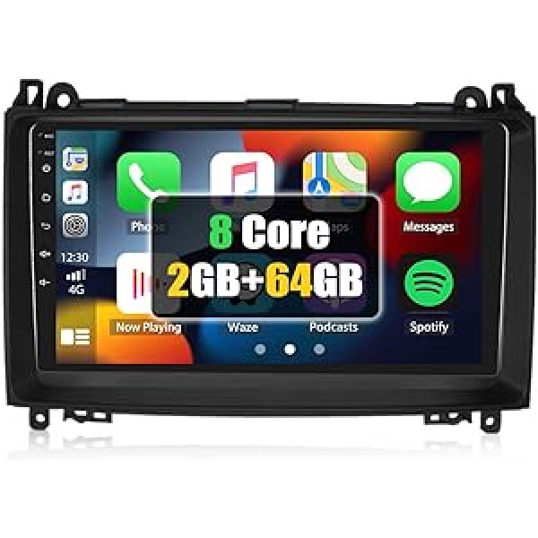 2G + 64G CAMECHO Android 12 automašīnas radio ar navigācijas sistēmu Mercedes Benz B klases W245 Viano Vito W639 Sprinter, 8 kodolu, 9 automašīnas radio skārienjutīgs displejs ar Carplay Android Car RDS MirrorLink