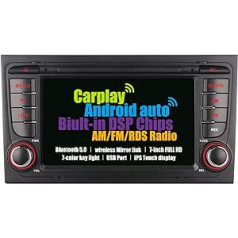 Paredzēts Audi A4 S4 RS4 B6 B7 Windows CE automašīnas radio, integrēts bezvadu Carplay un bezvadu Android automašīna, ar DSP zemfrekvences skaļruni SWC spoguļa saiti Bluetooth AM FM RDS radio, 7 collu Full HD IPS ekrānu