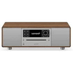 sonoro Prestige Compact System with CD Player, Bluetooth and Internet Radio (FM, Wi-Fi, DAB Plus, Spotify, Amazon, Deezer) Walnut