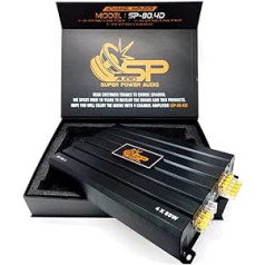 1 SP Audio SP-80.4D Black Amplifier 4 Channels Class D 4 x 160 Watt RMS to 2 Ohm Spl for Car Boot Hood