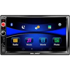 Belson Double DIN automašīnas radio ar 7 collu Bluetooth displeju, FM radio, RDS, 4 x 40 W, brīvroku zvanu un mūzikas pārraidi, tālvadības pulti un USB MP3 atskaņotāju