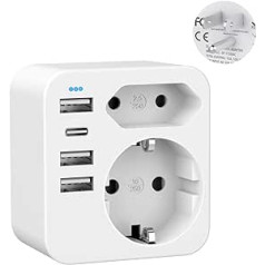 YIDODA ceļojumu adapteris ASV adapteris Amerika Vācija Spraudnis ar 4 USB 3.4 A, adapteris ASV ligzda, kontaktligzdas adapteris Travel Plug Barošanas adapteris Kanādai Taizemei Meksikas sienas lādētāja uzlādes stacija