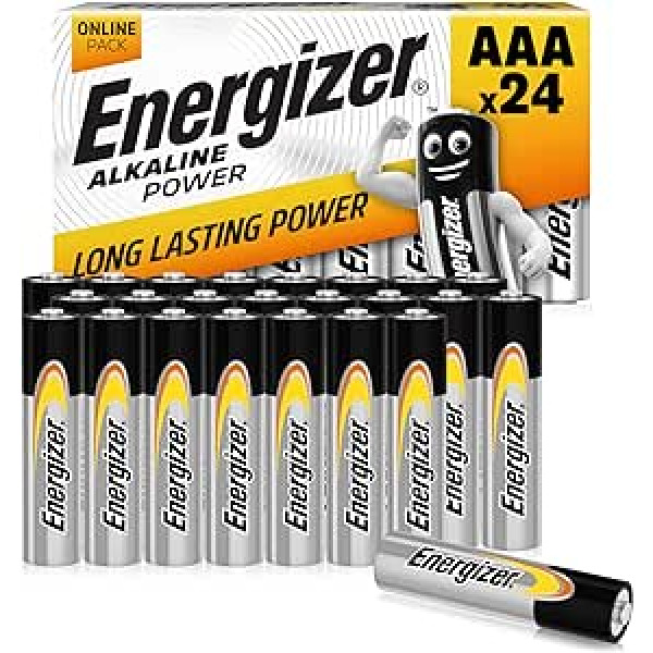 Energizer AAA baterijas, sārma baterijas, iepakojumā 24